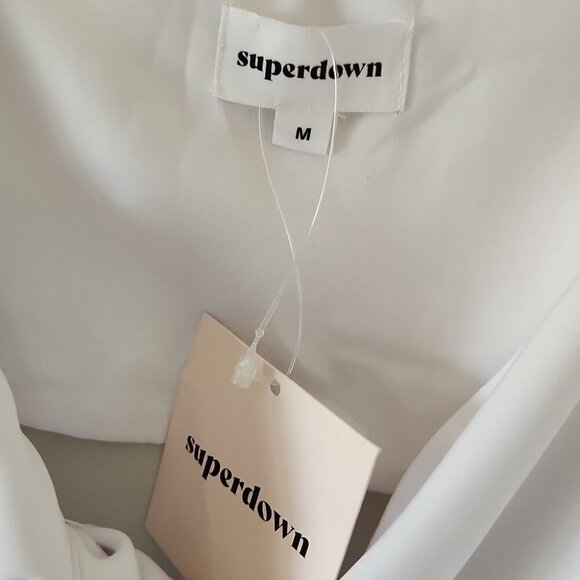 NWT SUPERDOWN | Emelia Tie Bra Top in White Sz M - Picture 3 of 5